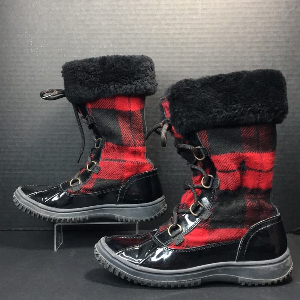 Polo by Ralph Lauren Big Kid Everest Boots Black Leather w/ Shearling Size 4